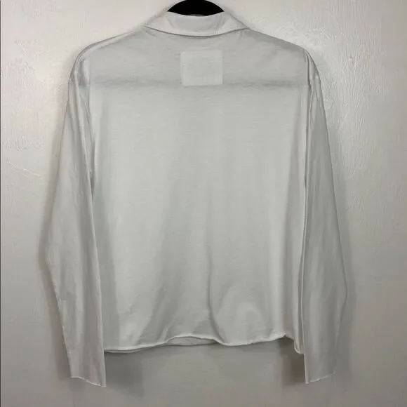 Frank & Eileen White 100% Cotton Long Sleeve Polo Popover Top Size S - Picture 5 of 10